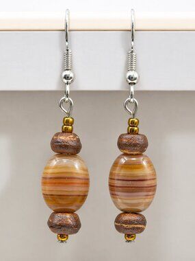 Striped Agate Drop Earrings | Handmade